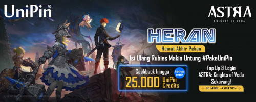 HERAN – Hemat Akhir Pekan Isi Ulang Rubies Makin Untung di UniPin! Raih Cashback hingga 25.000 UniPin Credits Setiap Hari